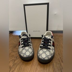 KIDS GUCCI PLASTICA SUOLA GOMMA BLUE/RED LOGO SNEAKERS
